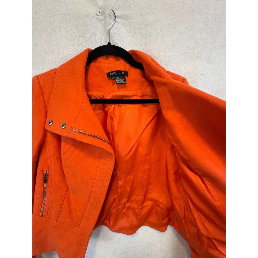 Etcetera Jacket Coral Moto Asymmetrical Zip Cotton Twill Biker Coat 6 - Picture 4 of 14